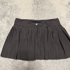 Lululemon Skort Skirt Womens 6 Black Pleated Tennis Pace Shorts Lined